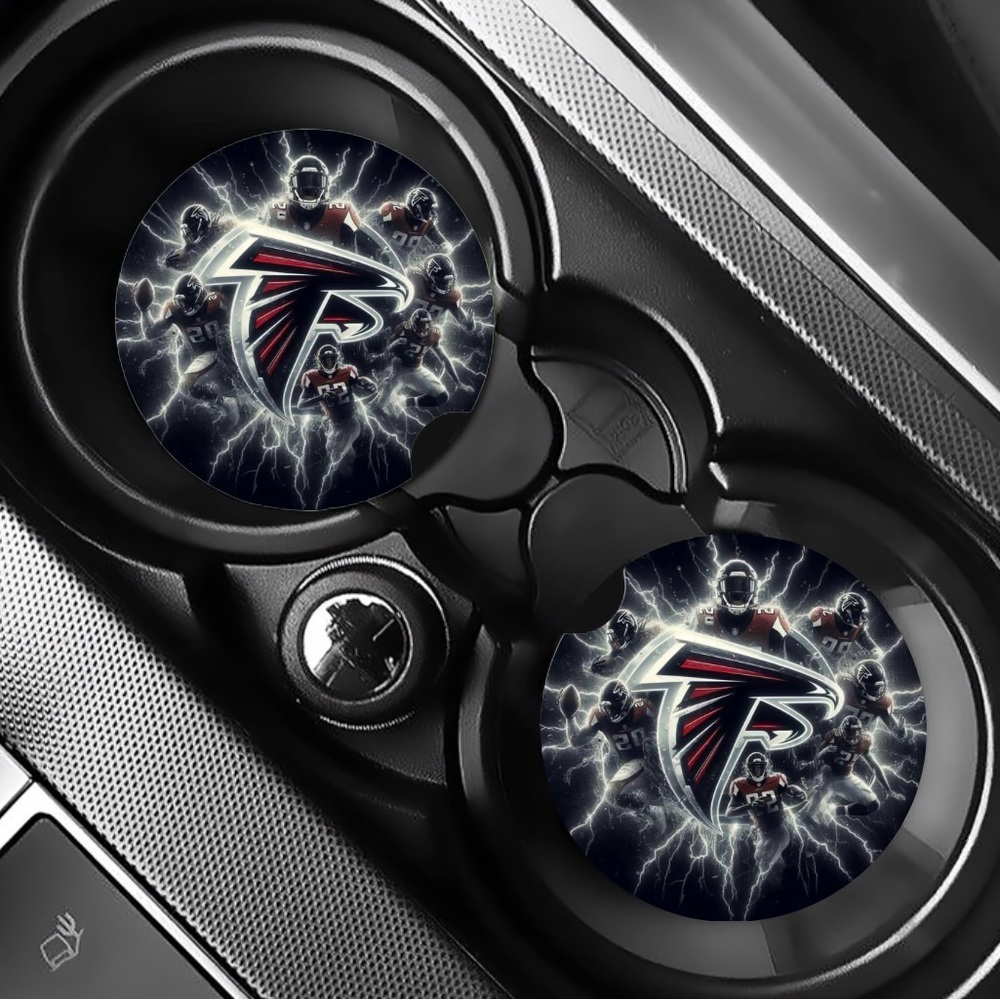 Falcons Football Team Car Coasters Absorbent Set of (2)